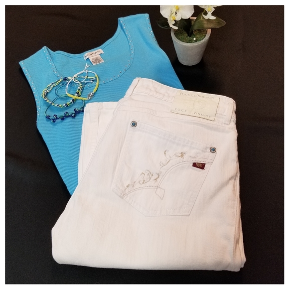 Bootheel Trading Co White Jeans Embroidered sz 10 - Picture 11 of 11